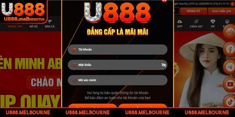 Anh em bet thủ cần điền đúng tên và thông tin đăng nhập U888