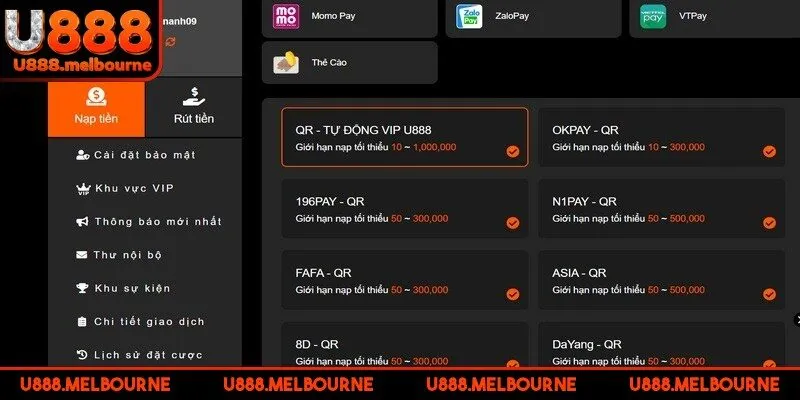 Nạp tiền U888 qua QR Banking chỉ với vài thao tác vô cùng đơn giản